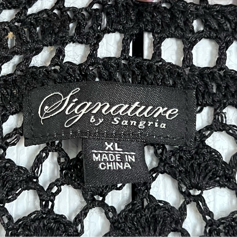 Black Crochet Open-Front Cardigan - Picture 2 of 6